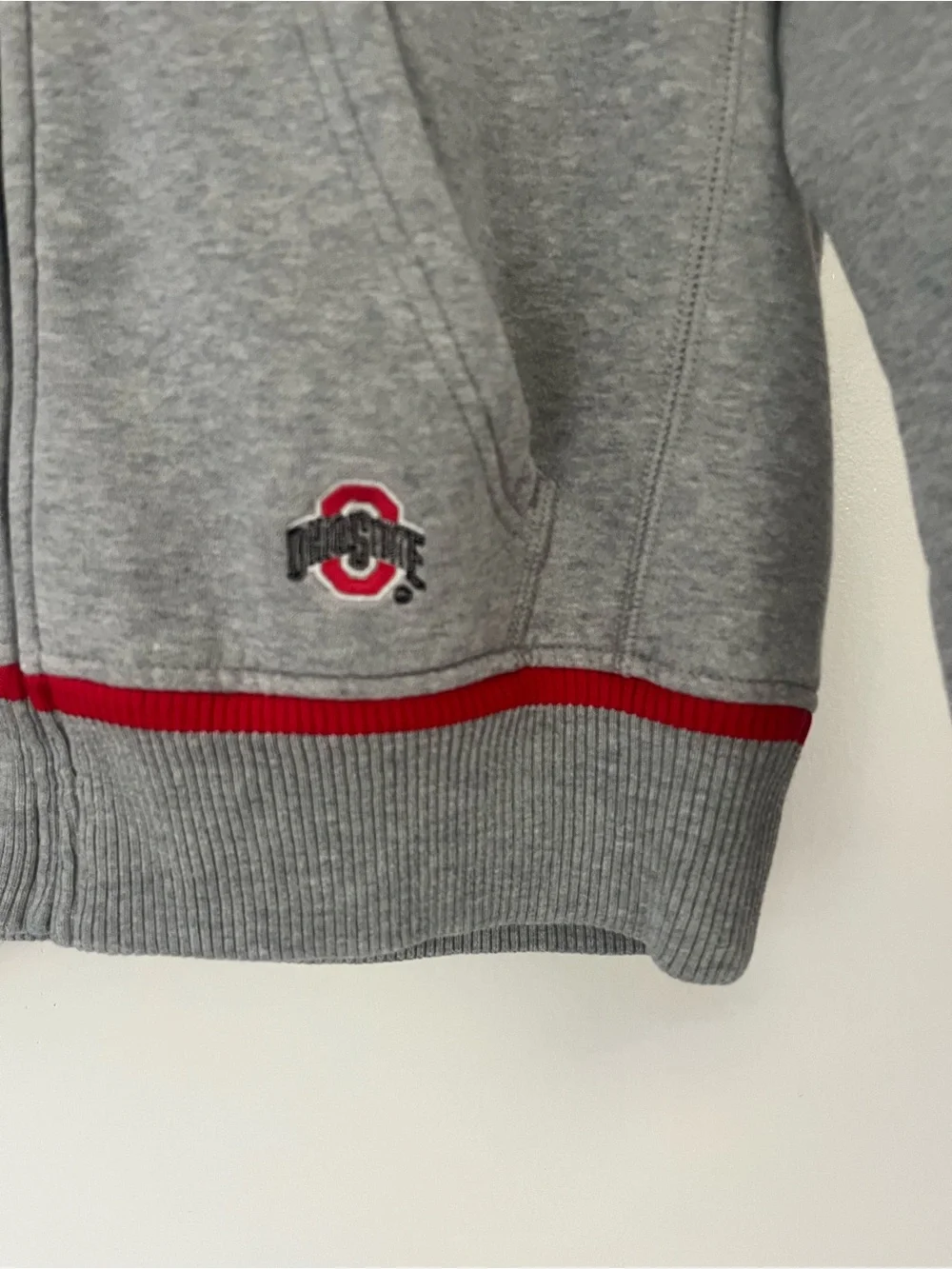Ohio State Kids' Gray Zip-Up Hoodie with Red Accents size Medium